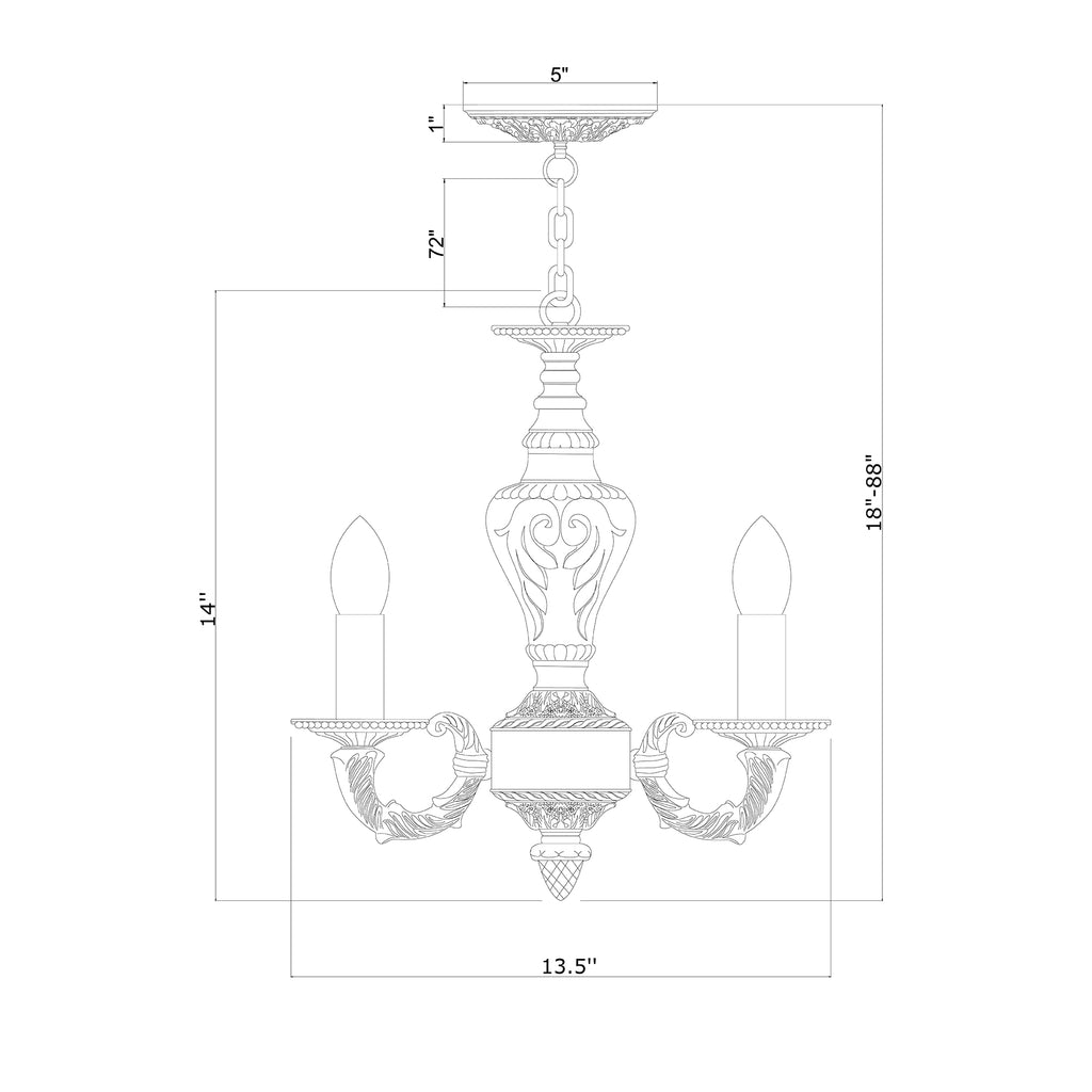 Crystorama Paris Market 13.5'' Chandelier - Product Dimensions