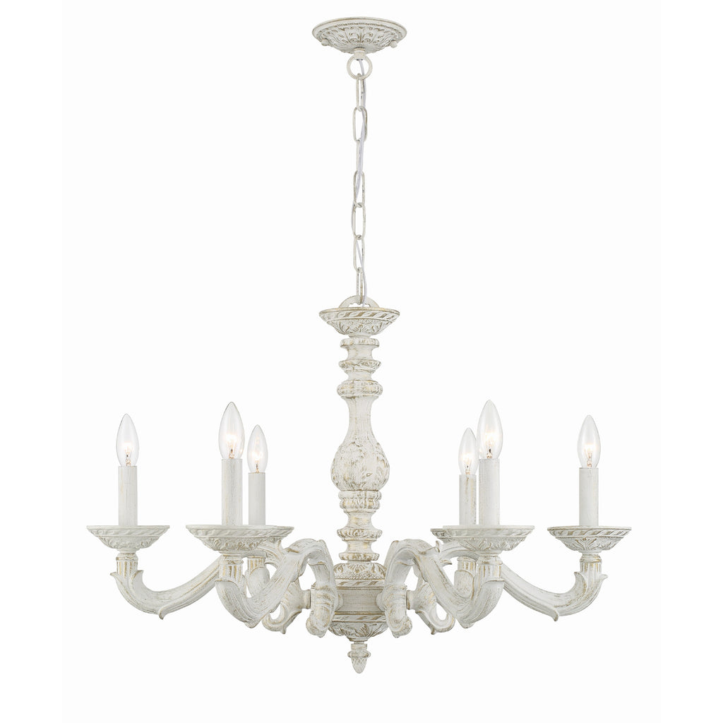 Crystorama Paris Market 28'' Chandelier in Antique White - Front View