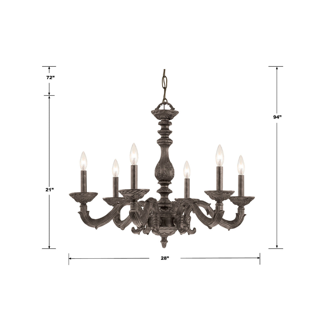 5126-VB Paris Market 6 Light Chandelier | Dimensions Image