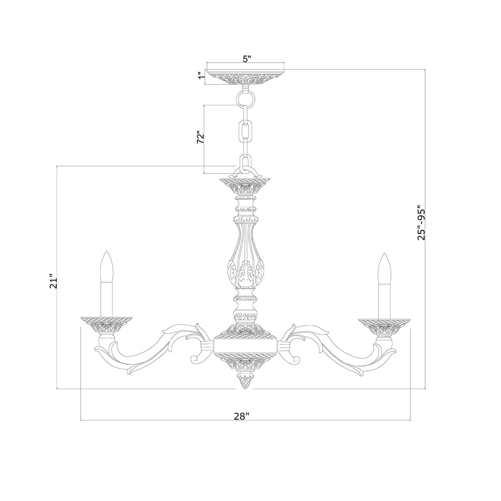 Crystorama Paris Market 28'' Chandelier - Product Dimensions