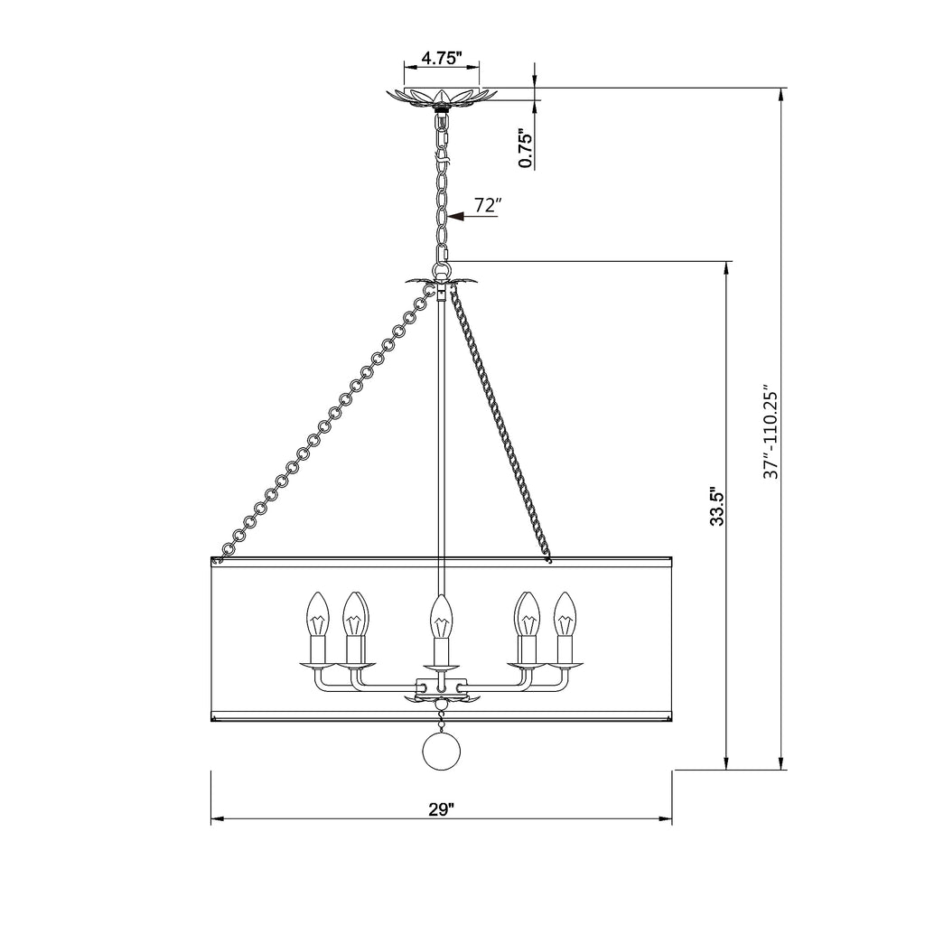 Crystorama Broche 29'' Chandelier - Product Dimensions