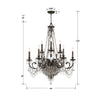 5168-EB-CL-MWP Vanderbilt 12 Light Chandelier | Dimensions Image