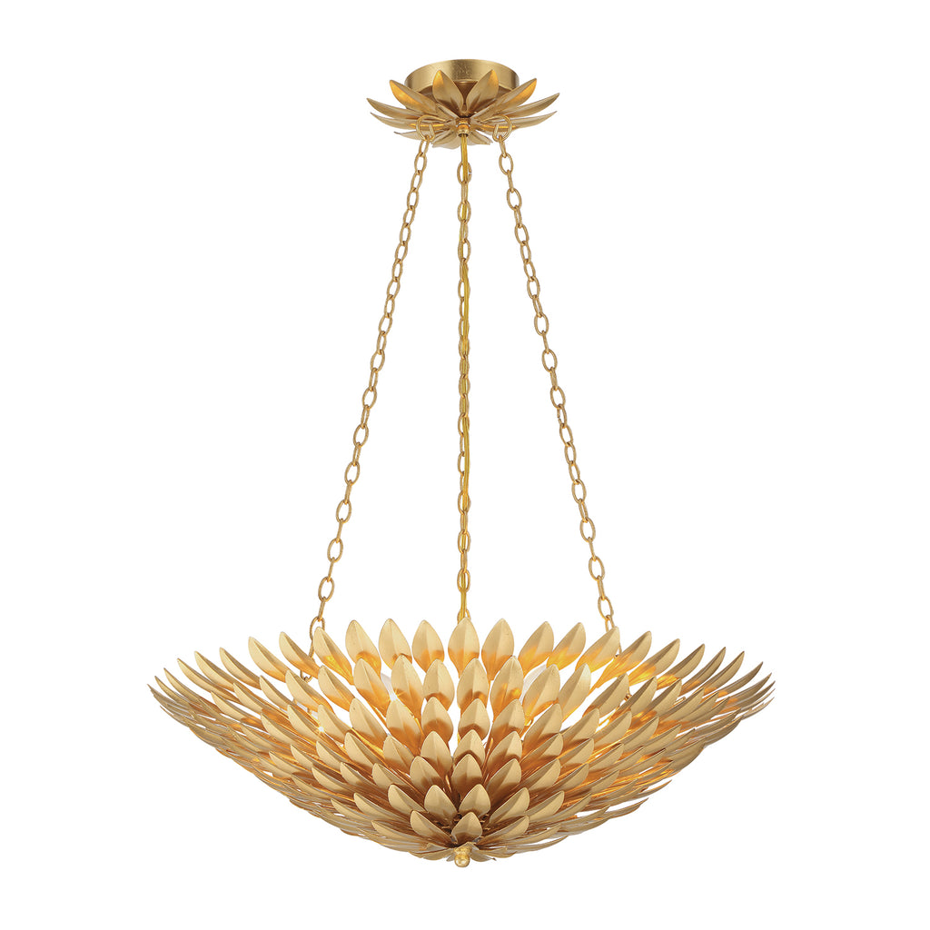 Crystorama Broche 24.5'' Chandelier in Antique Gold - Front View
