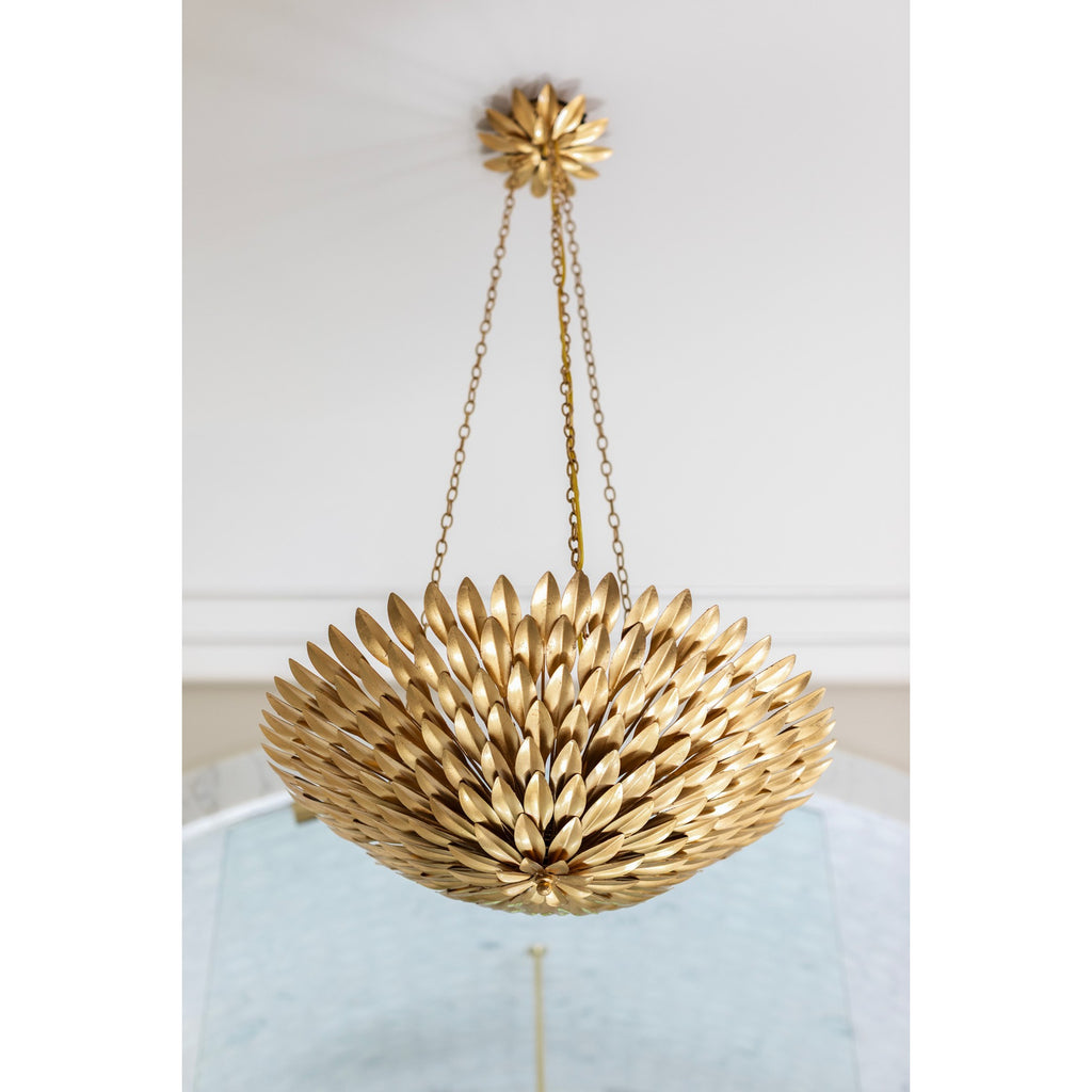 Crystorama-OPEN-BOX Broche 6 Light Chandelier in Antique Gold - Lifestyle View