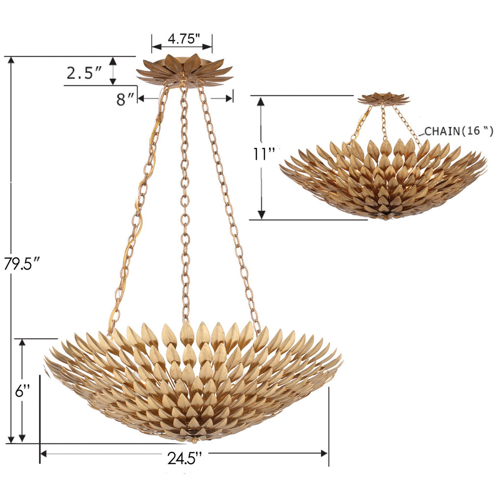 Crystorama Broche 24.5'' Chandelier - Product Dimensions
