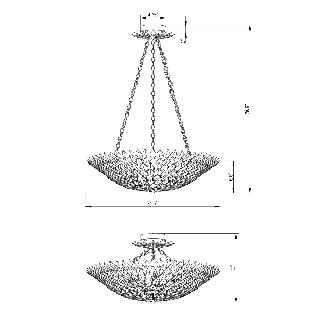 Crystorama Broche 24.5'' Semi Flush Mount - Product Dimensions
