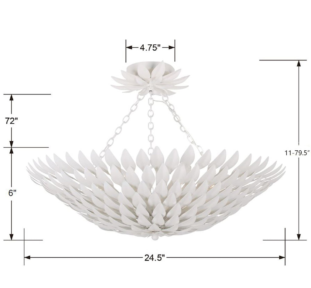 517-MT_CEILING Broche 6 Light Semi Flush | Dimensions Image