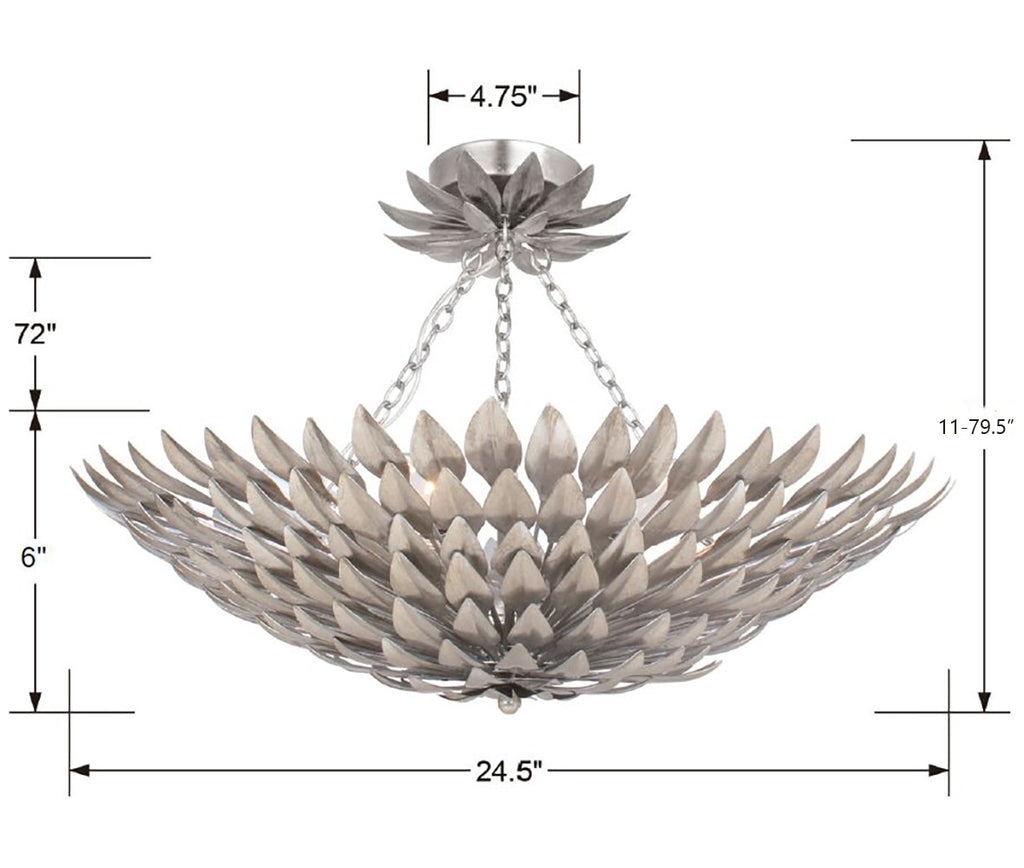 517-SA_CEILING Broche 6 Light Semi Flush | Dimensions Image