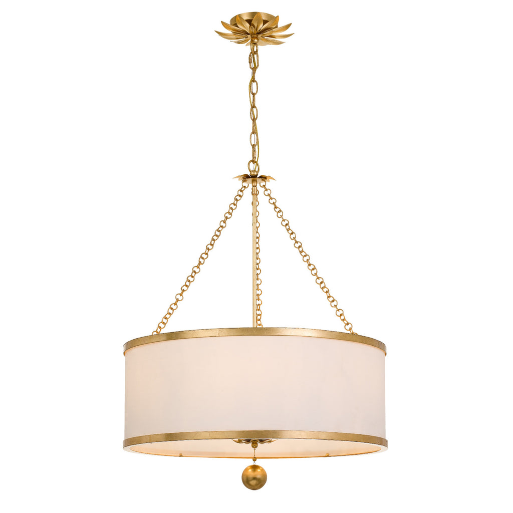 Crystorama-OPEN-BOX Broche 6 Light Chandelier in Antique Gold - Front View