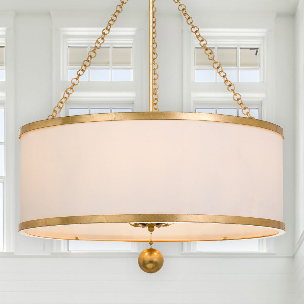 Crystorama Broche 24'' Chandelier in Antique Gold - Lifestyle View