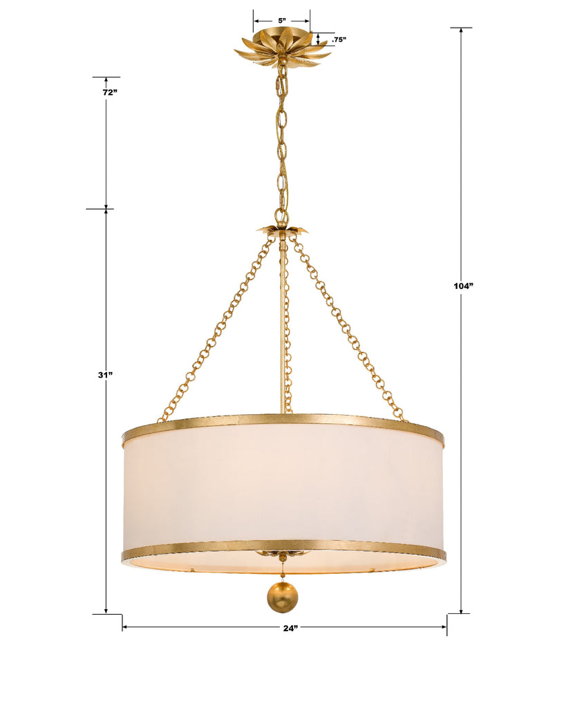 Crystorama-OPEN-BOX Broche 6 Light Chandelier - Product Dimensions