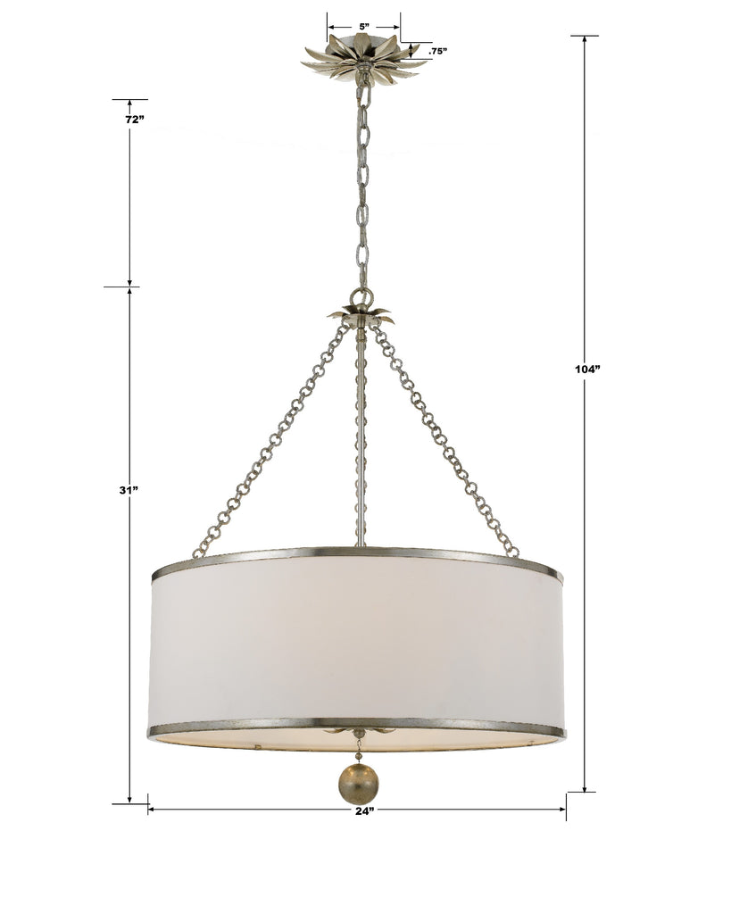 518-SA Broche 6 Light Chandelier | Dimensions Image