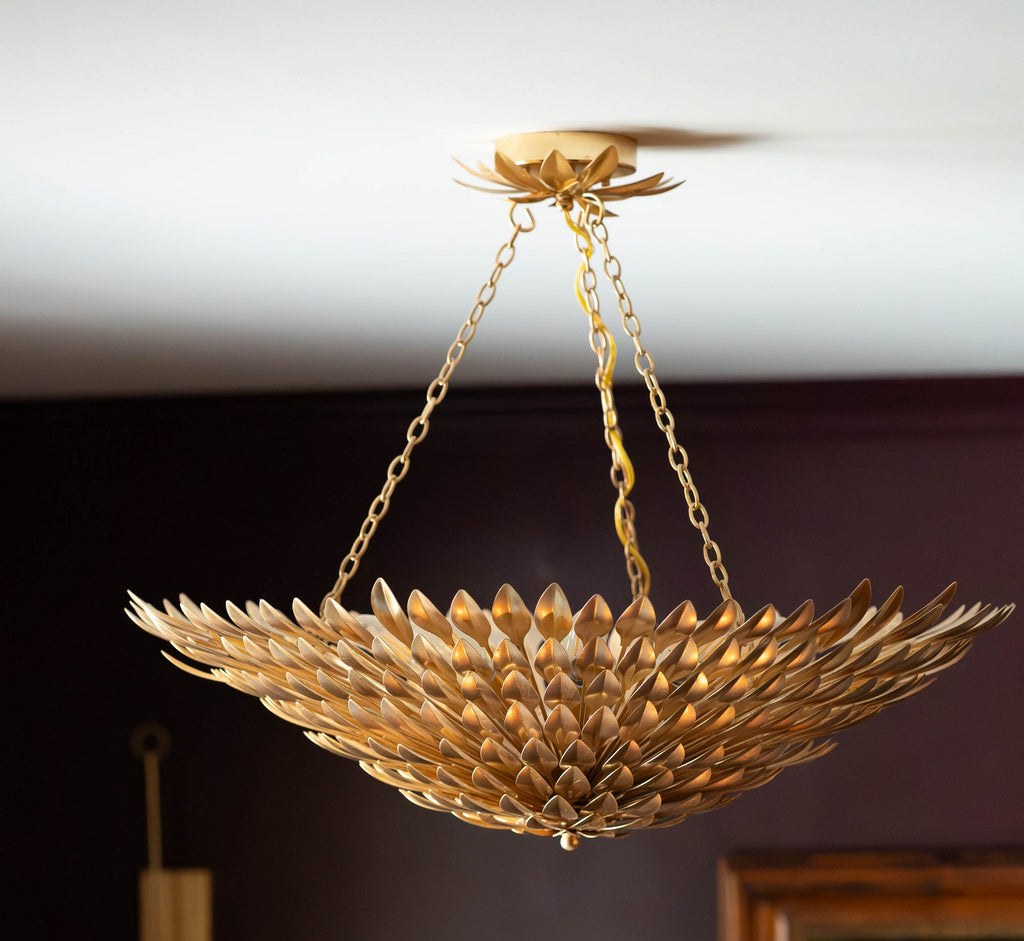 Crystorama Broche 30'' Semi Flush Mount in Antique Gold - Lifestyle View