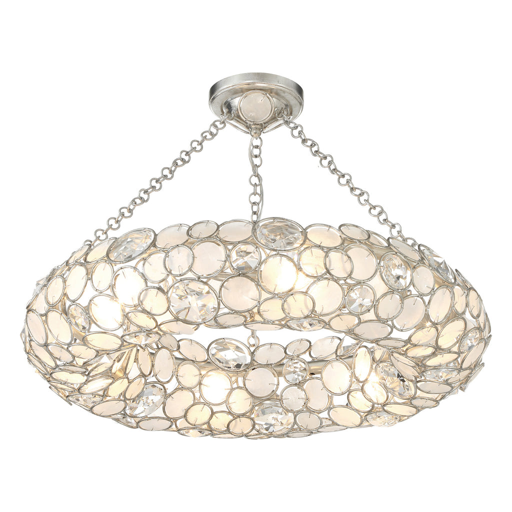 Crystorama Palla 24'' Semi Flush Mount in Antique Silver - Front View
