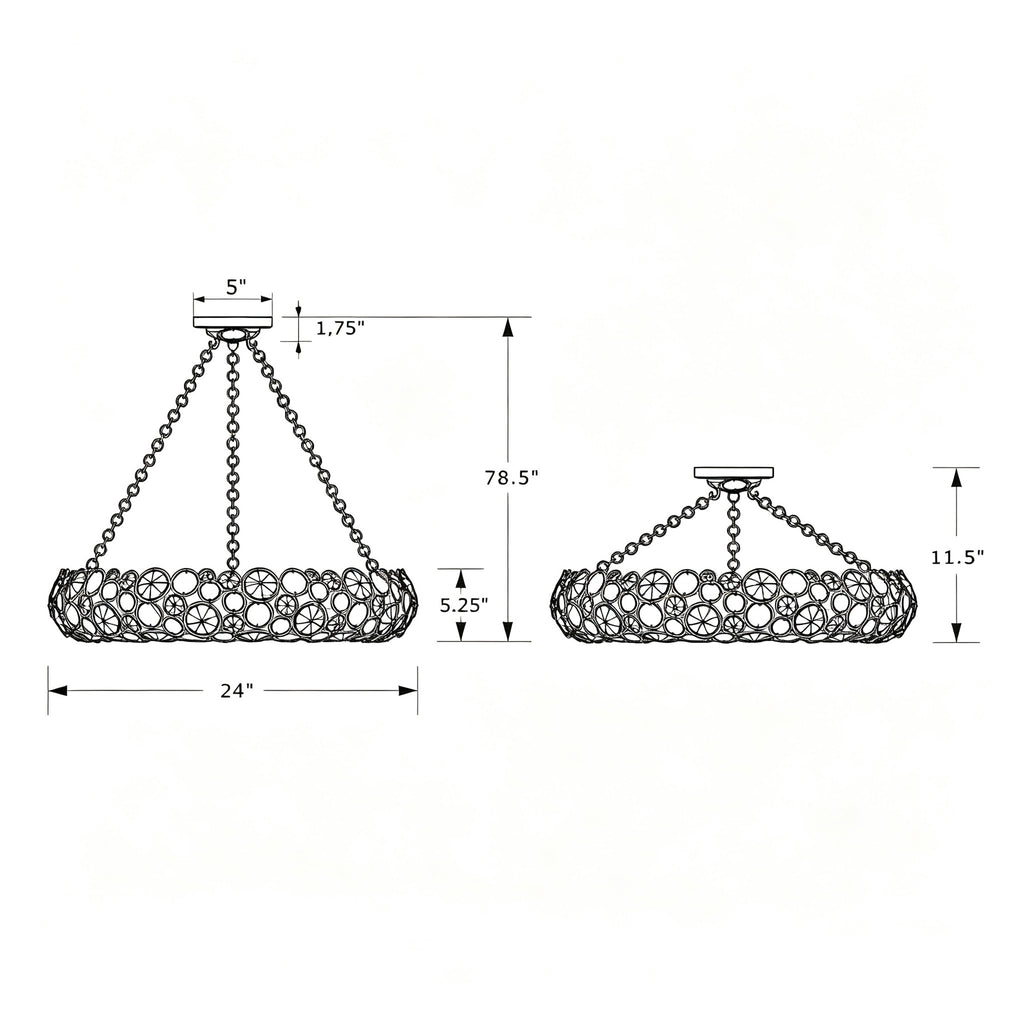 Crystorama Palla 24'' Chandelier - Product Dimensions