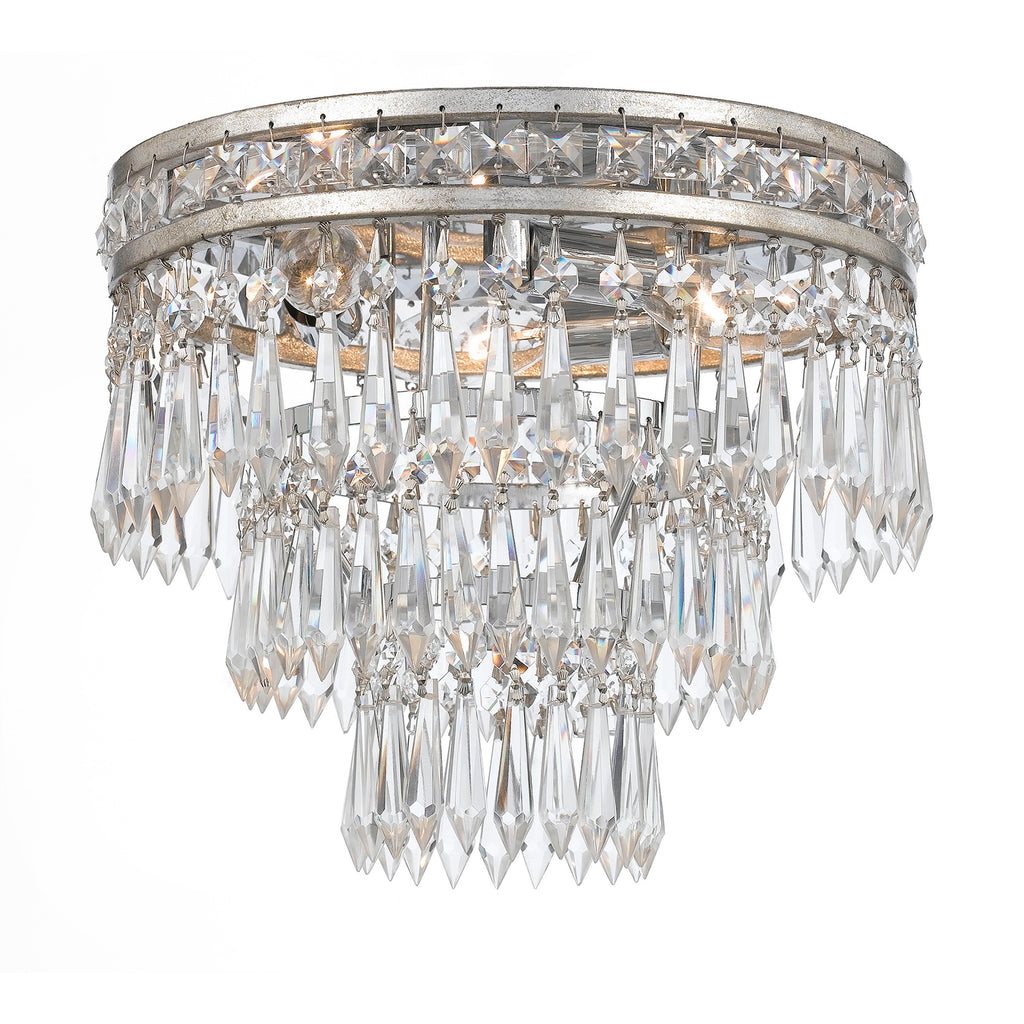 Crystorama-OPEN-BOX Mercer 3 Light Flush in Olde Silver - Additional View