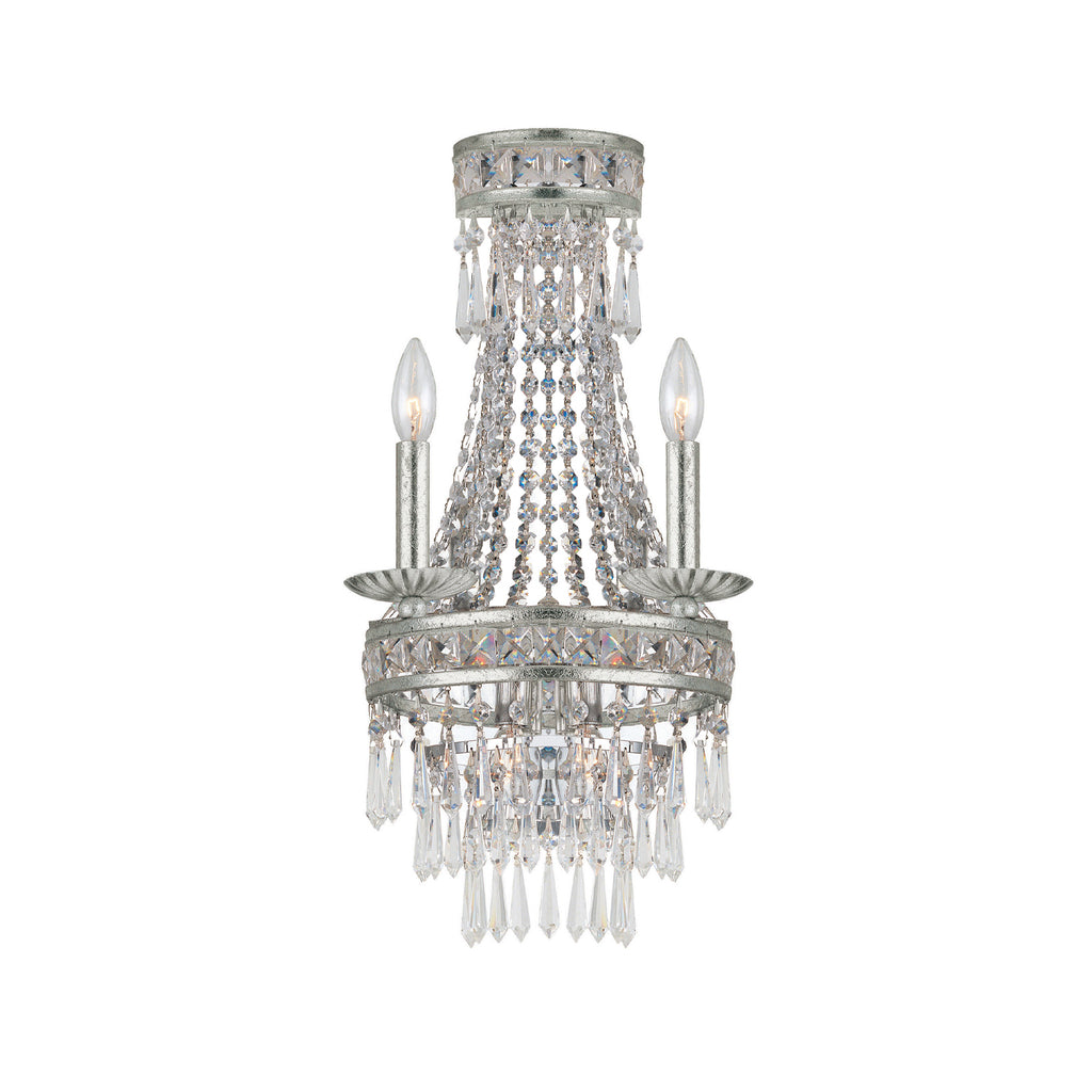 Crystorama Hand Cut 10" Sconce in Olde Silver - Front View