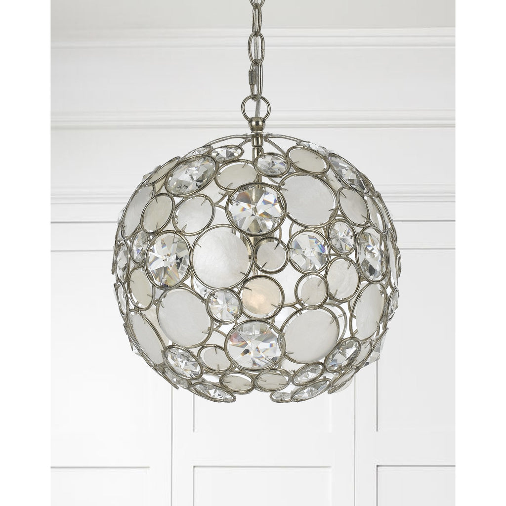 Crystorama Palla 13'' Chandelier in Antique Silver - Lifestyle View