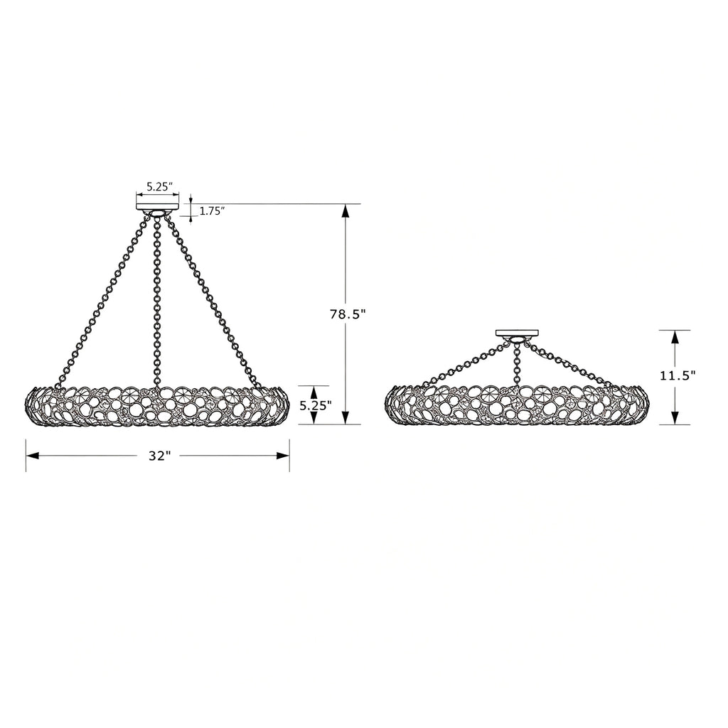 Crystorama Palla 32'' Semi Flush Mount - Product Dimensions