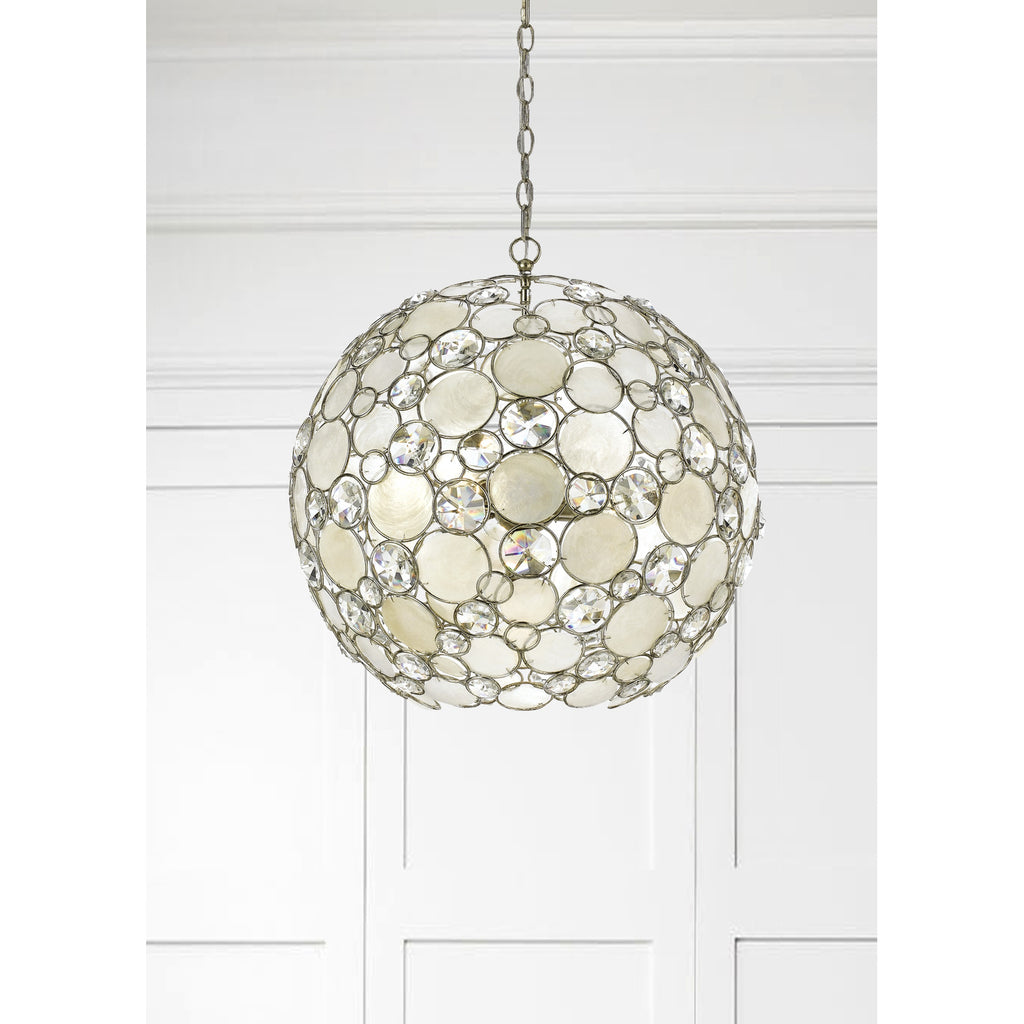 Crystorama Palla 22'' Chandelier in Antique Silver - Lifestyle View