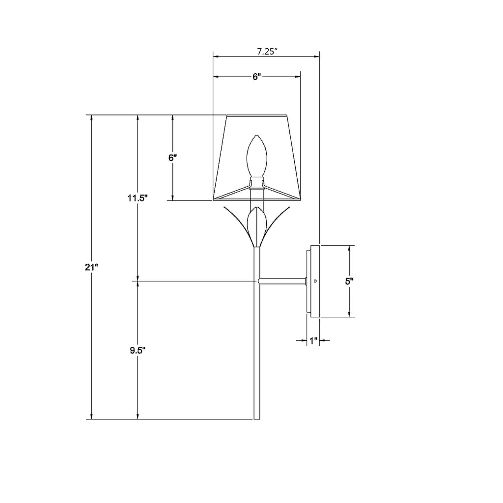 Crystorama Broche 6'' Sconce - Product Dimensions