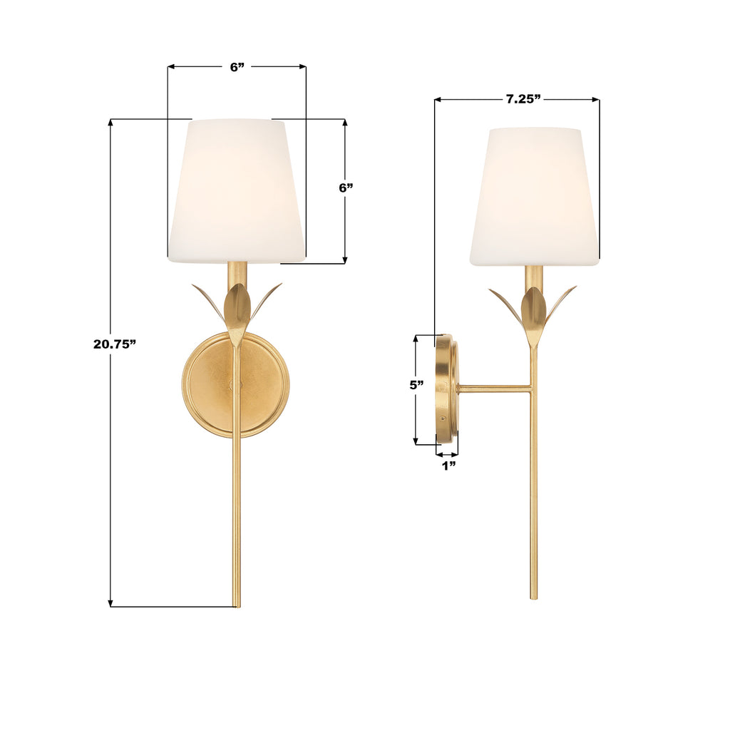 531-OP-GA Broche 6'' Sconce | Dimensions Image