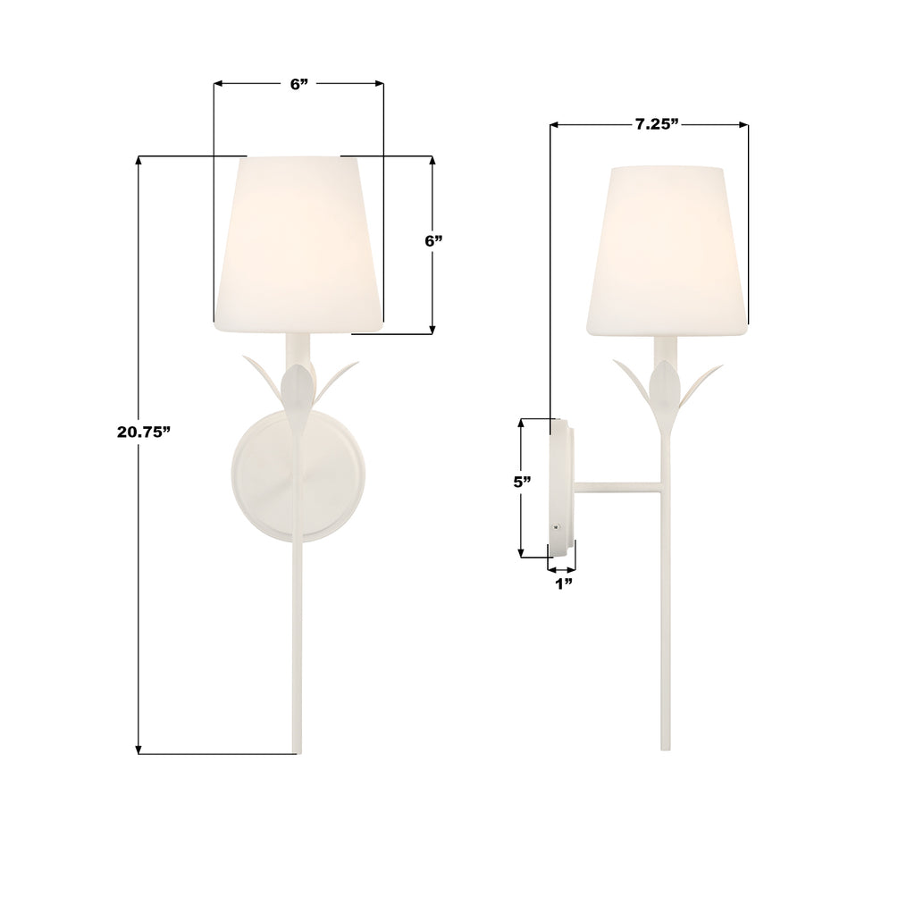 531-OP-MT Broche 6'' Sconce | Dimensions Image