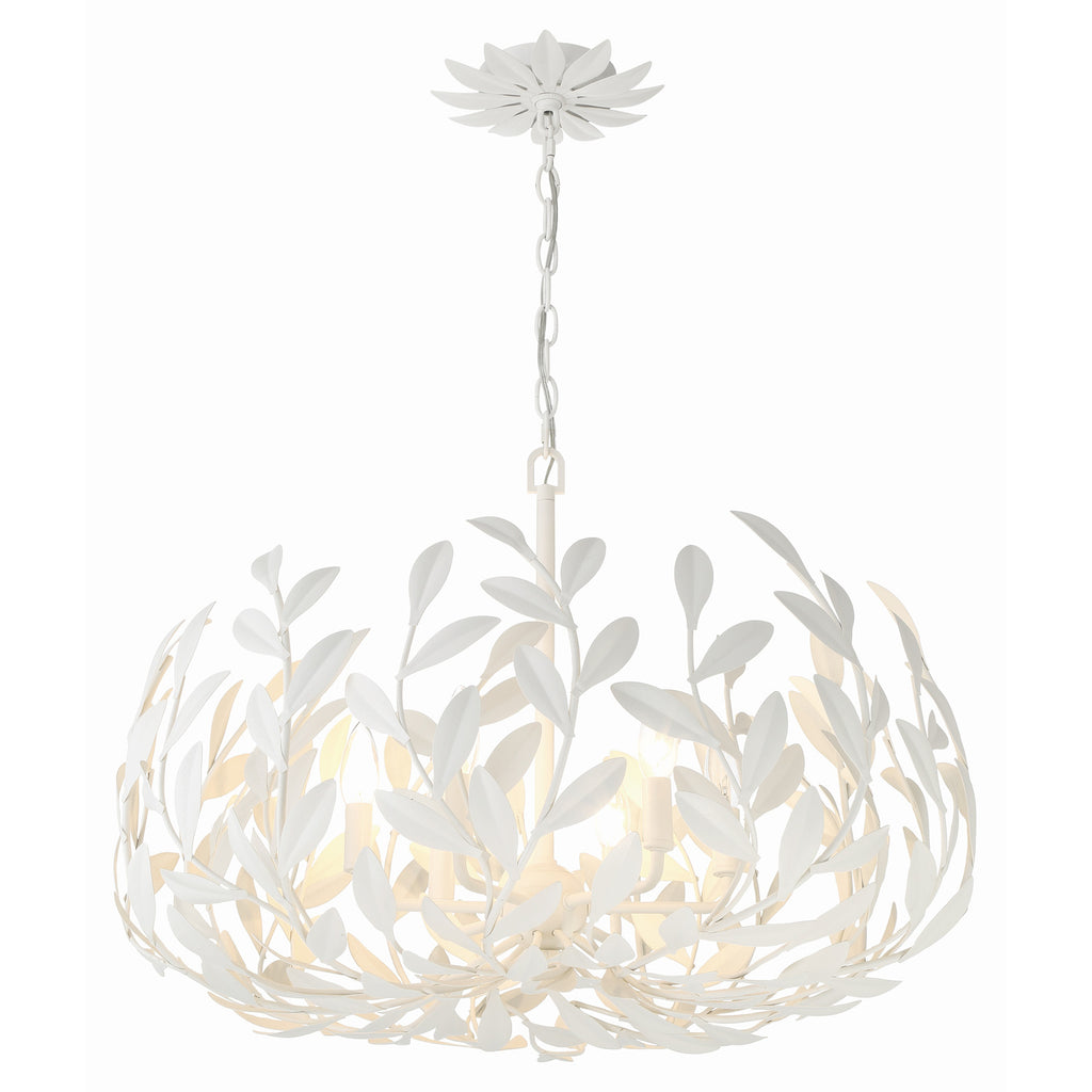 Crystorama Broche 27'' Chandelier in Matte White - Front View