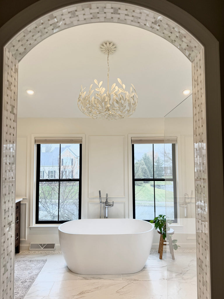 Crystorama Broche 27'' Chandelier in Matte White - Lifestyle View