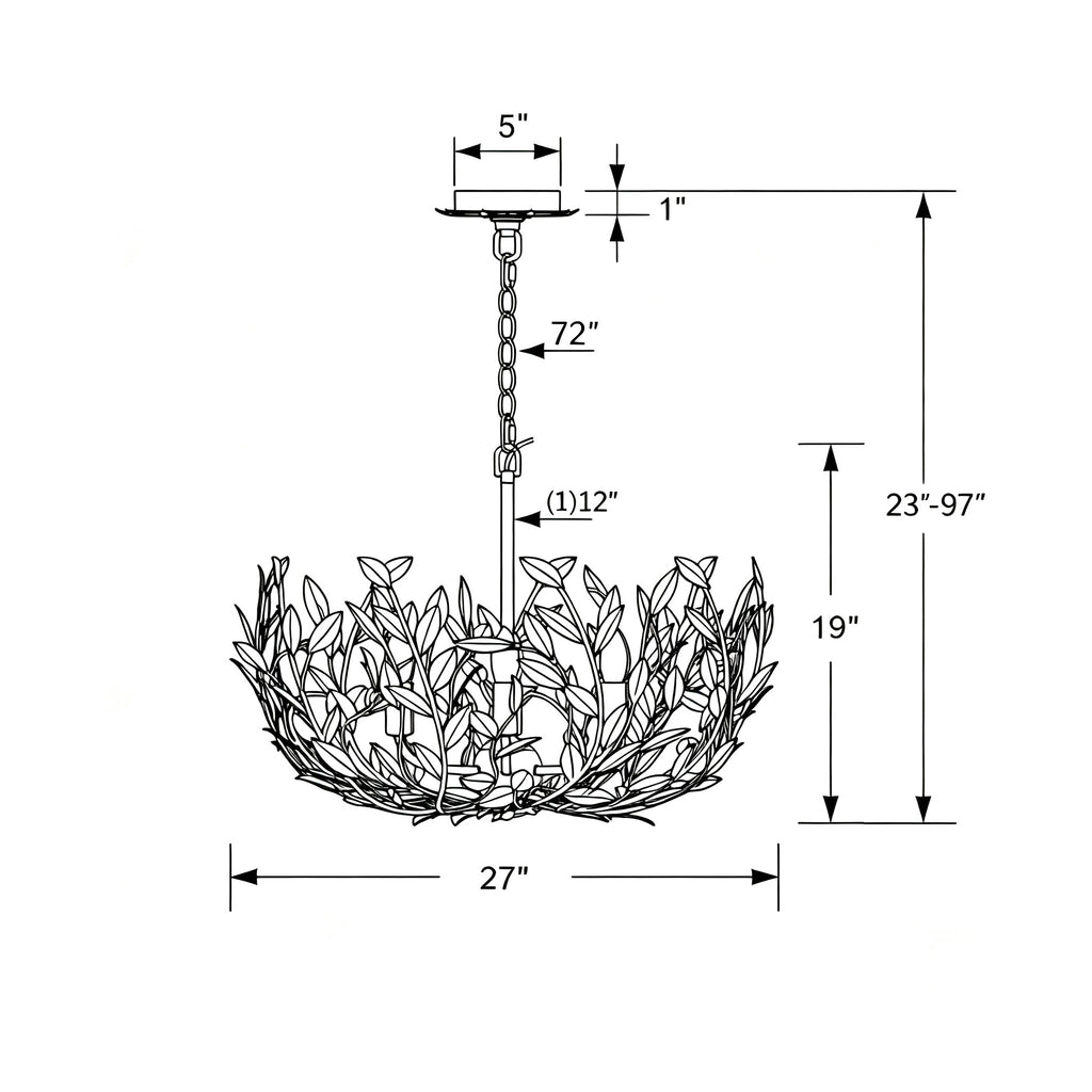 Crystorama Broche 27'' Chandelier - Product Dimensions