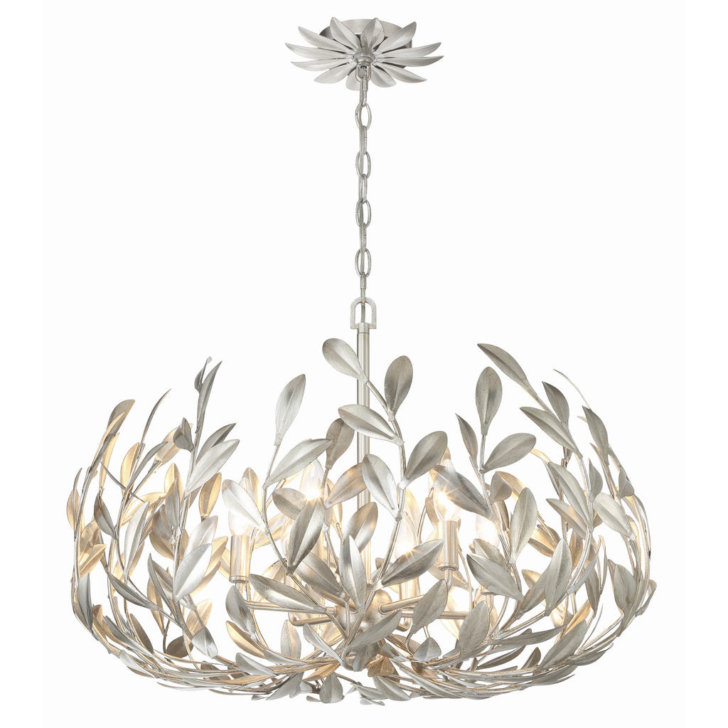 Crystorama Broche 27'' Chandelier in Antique Silver - Front View