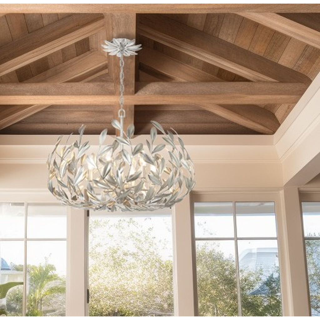 Crystorama Broche 27'' Chandelier in Antique Silver - Lifestyle View