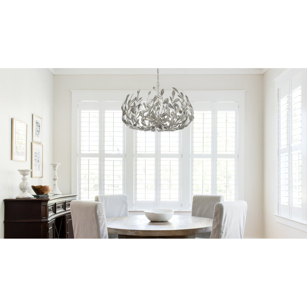 Crystorama Broche 27'' Chandelier in Antique Silver - Lifestyle View