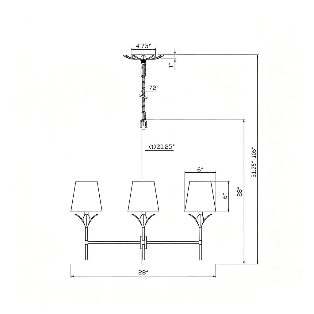 Crystorama Broche 28'' Chandelier - Product Dimensions