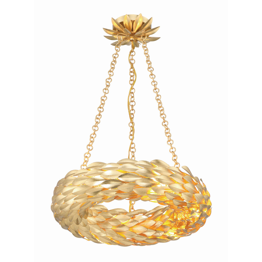 Crystorama Broche 18'' LED Chandelier in Antique Gold - Front View
