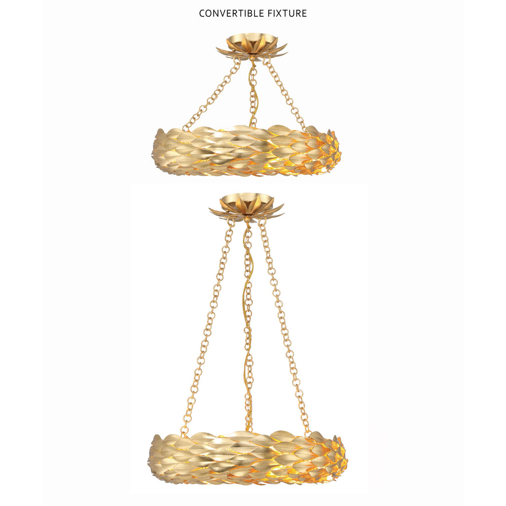 Crystorama Broche 18'' LED Chandelier in Antique Gold - Additional View