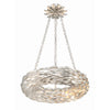 Crystorama Broche 18'' LED Chandelier in Antique Silver - Front View