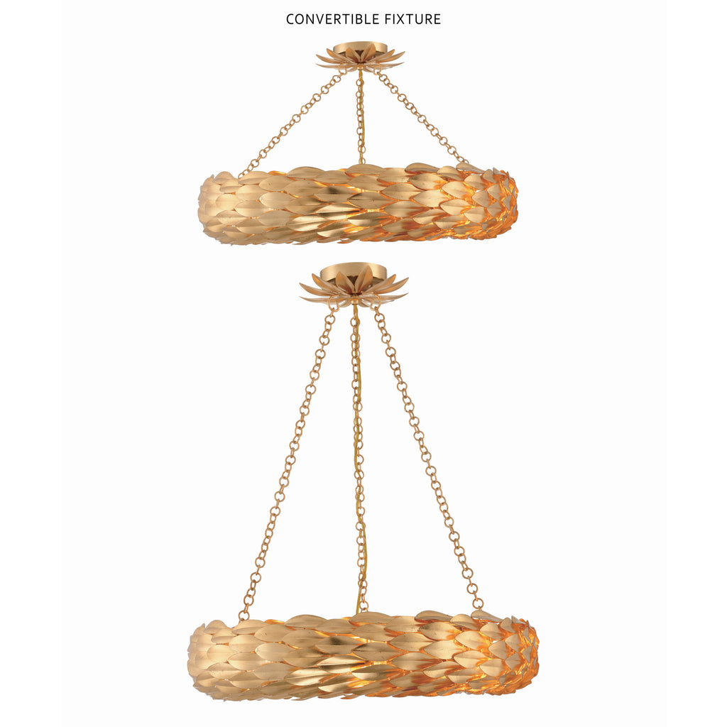 Crystorama Broche 24'' Semi Flush Mount in Antique Gold - Additional View