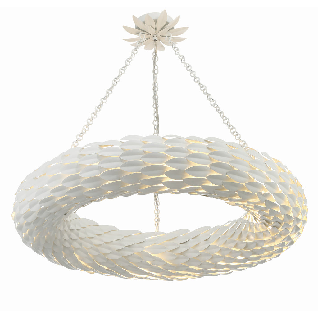 Crystorama Broche 33.5'' Chandelier in Matte White - Front View