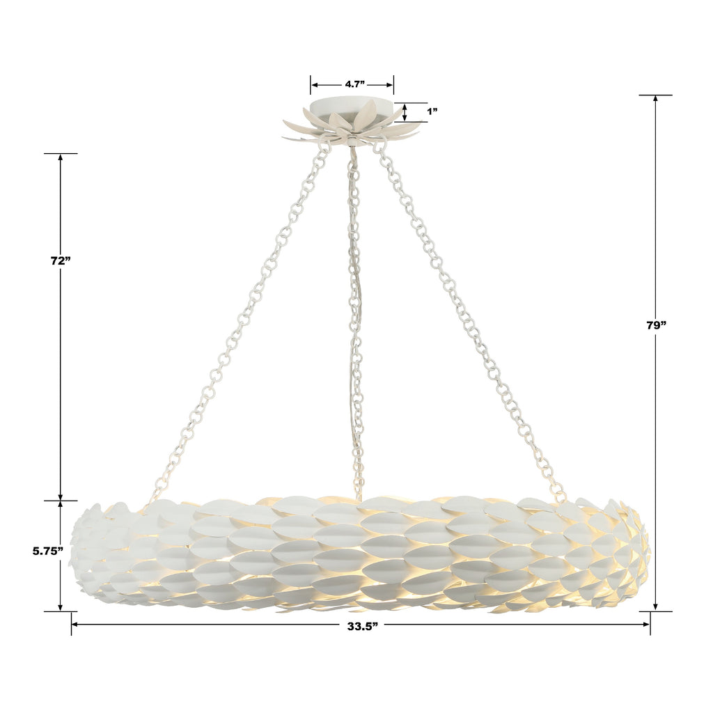 538-MT Broche 8 Light Chandelier | Dimensions Image