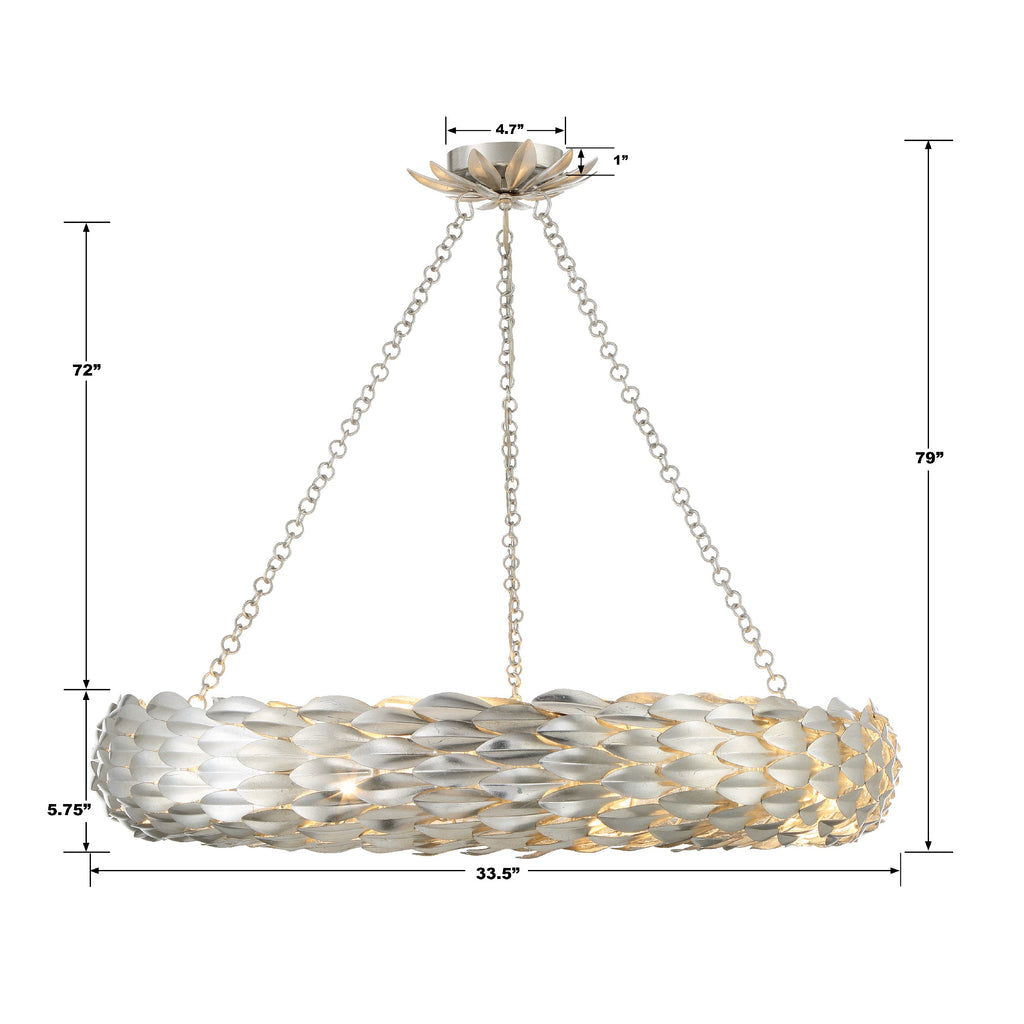 538-SA Broche 8 Light Chandelier | Dimensions Image