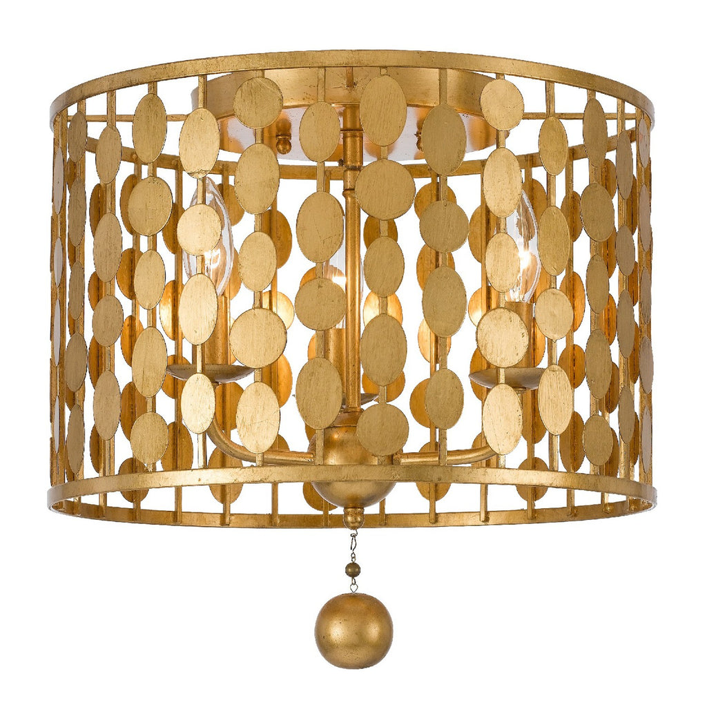Crystorama Layla 15'' Flush Mount in Antique Gold - Front View