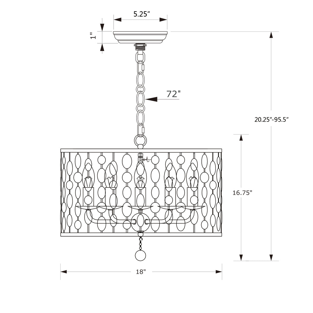 Crystorama Layla 18'' Chandelier - Product Dimensions