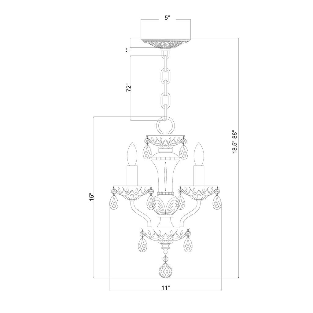 Crystorama Welton 11'' Chandelier - Product Dimensions