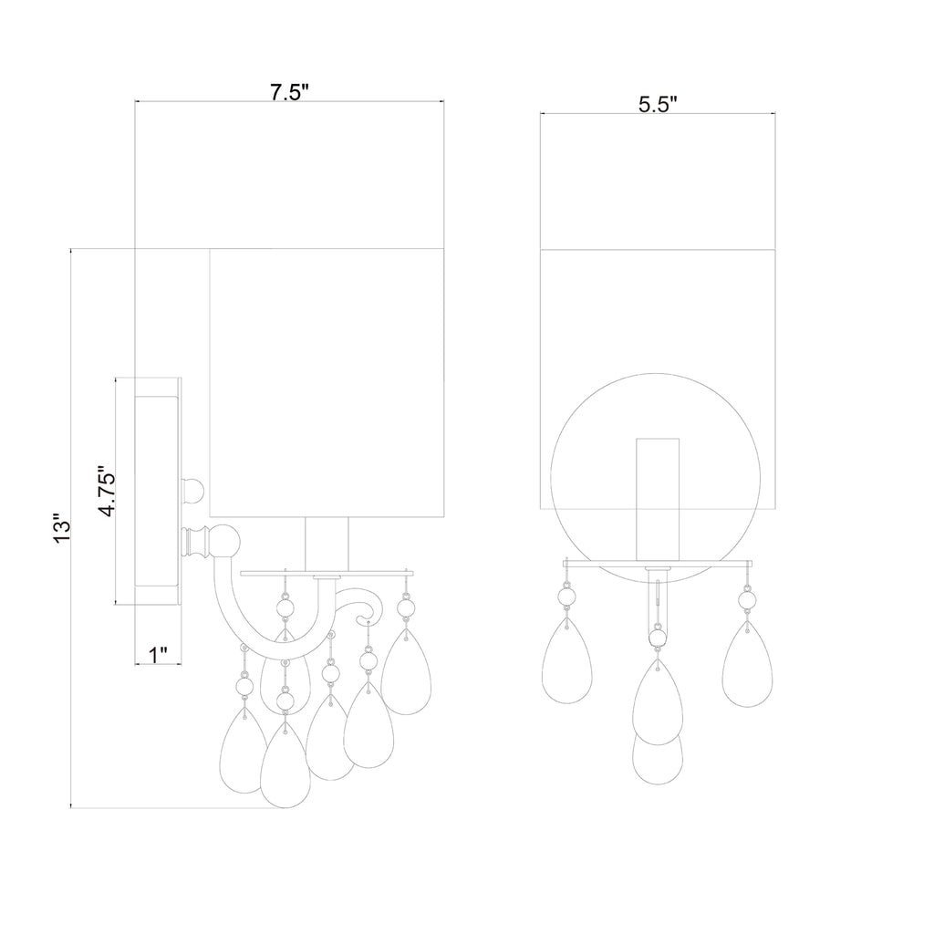 Crystorama Hampton 5.5'' Sconce - Product Dimensions
