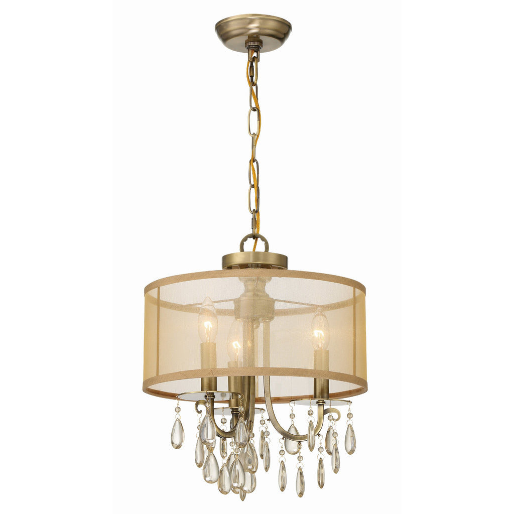 Crystorama Hampton 14'' Chandelier in Antique Brass - Additional View