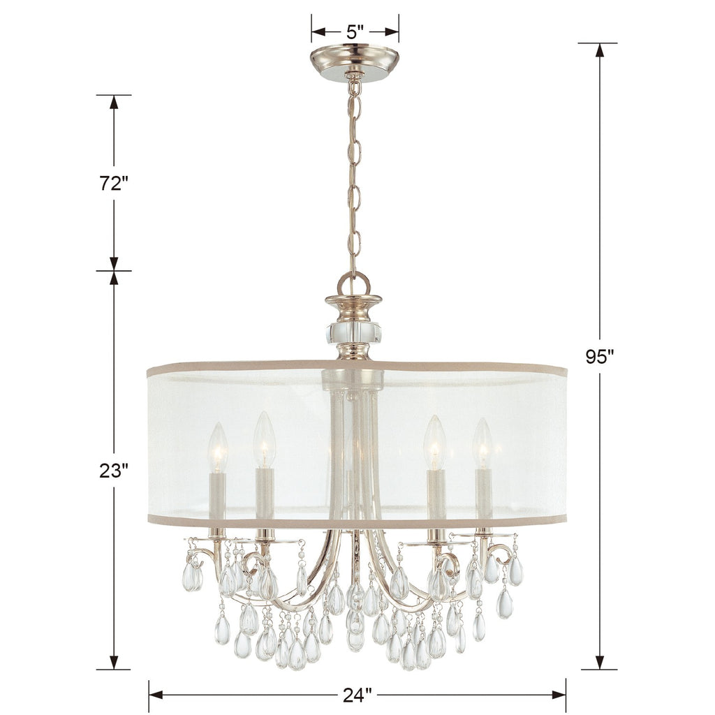 5625-CH Hampton 5 Light Chandelier | Dimensions Image