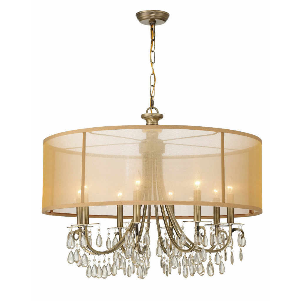 Crystorama Hampton 32'' Chandelier in Antique Brass - Front View