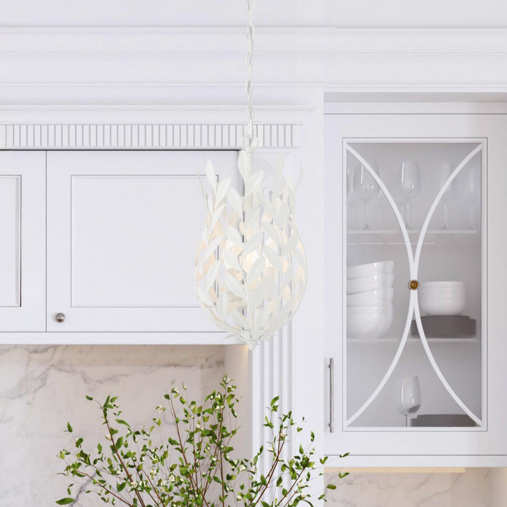 Crystorama Broche 9.5'' Pendant in Matte White - Lifestyle View