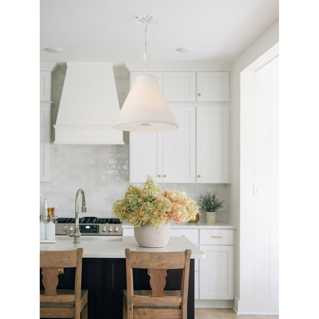 Crystorama Broche 18'' Pendant in Matte White - Lifestyle View